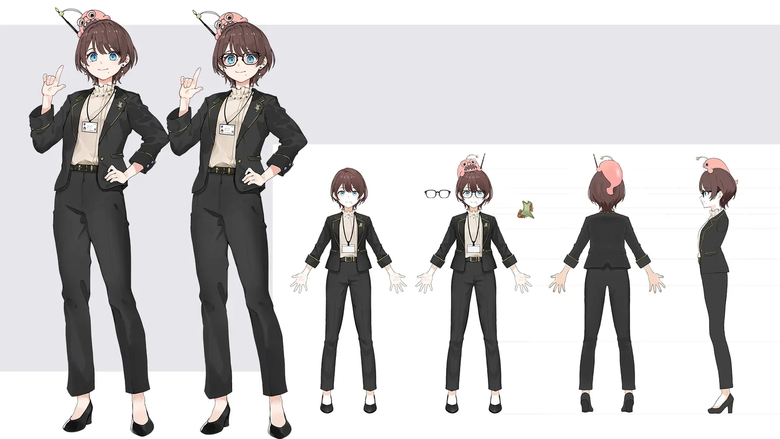 茨城県公式Vtuber茨ひより　新３D用三面図、立ち絵